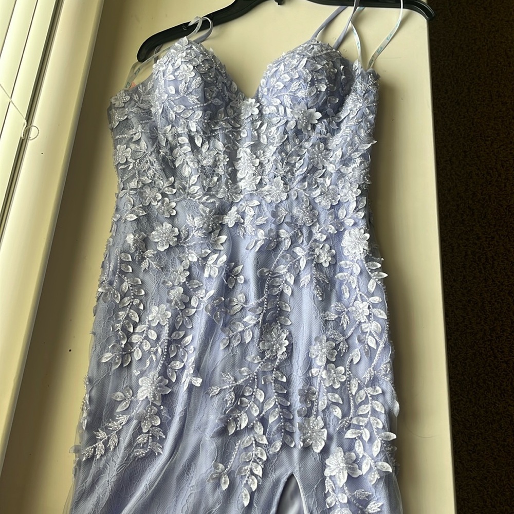 Camille La Vie Lavender corset prom dress
